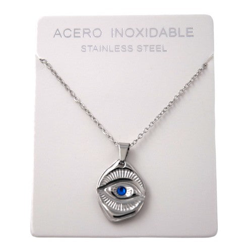 Colgante Acero plateado Ojo Azul REF. 5