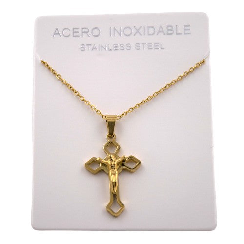 Colgante Acero Dorado Cruz Jesucristo REF. 5