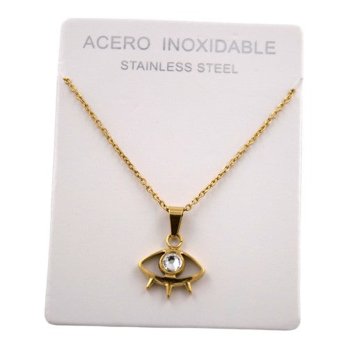 COLGANTE ACERO DORADO OJO TURCO CIRCONITA REF-4