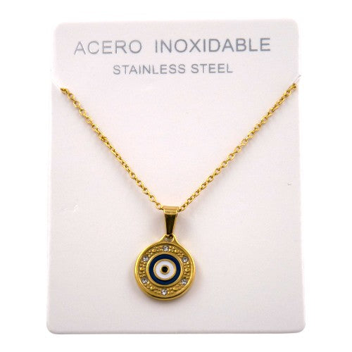 COLGANTE ACERO DORADO OJO TURCO MOD. 03 REF-4