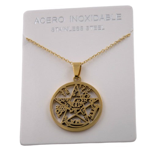 COLGANTE ACERO DORADO TETRAGRAMATON REF -4