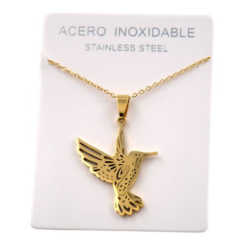 COLGANTE ACERO DORADO COLIBRI REF - 4
