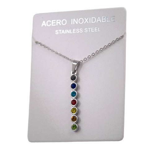 COLGANTE ACERO PLATEADO TIRA COLORES CHAKRA REF -4