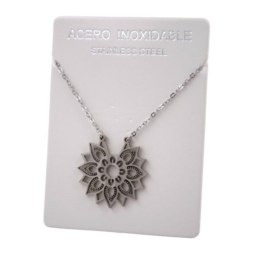 COLGANTE ACERO PLATEADO FLOR MANDALA REF - 4