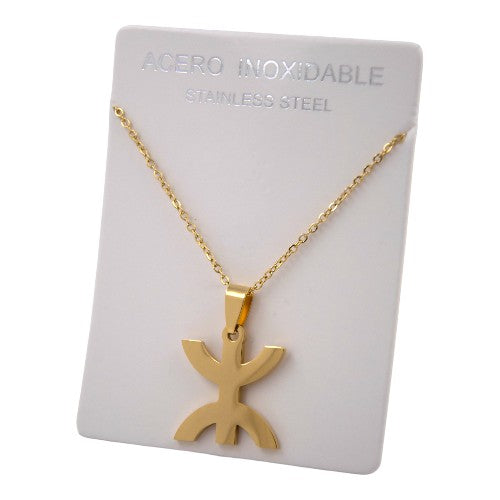 COLGANTE ACERO DORADO SIMBOLO BEREBER AMAZIGH REF3