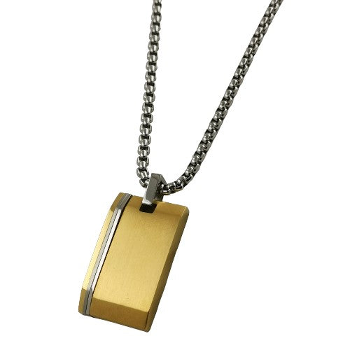 Colgante Acero Hombre Placa Dorado linea REF.-10