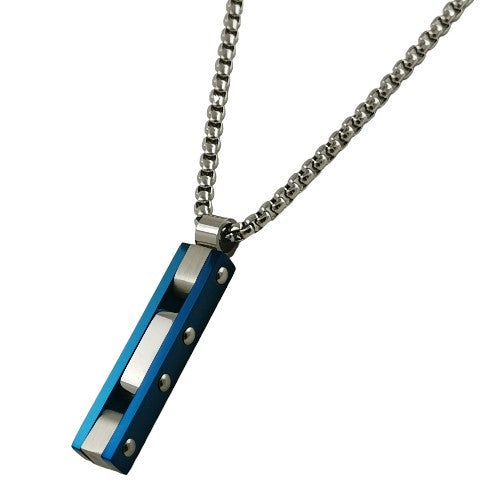 Colgante Acero Hombre plateado/azul REF.-10