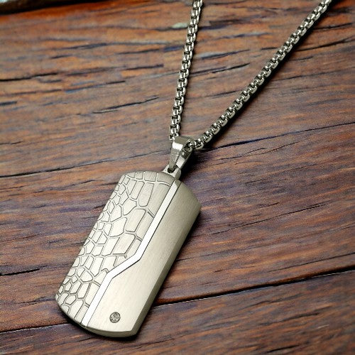 Colgante Acero Hombre plateado serpiente/lisoREF10