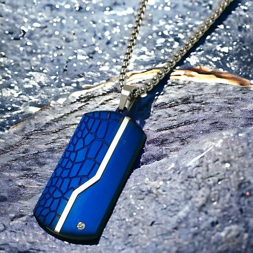 Colgante Acero Hombre azul serpiente/liso REF10