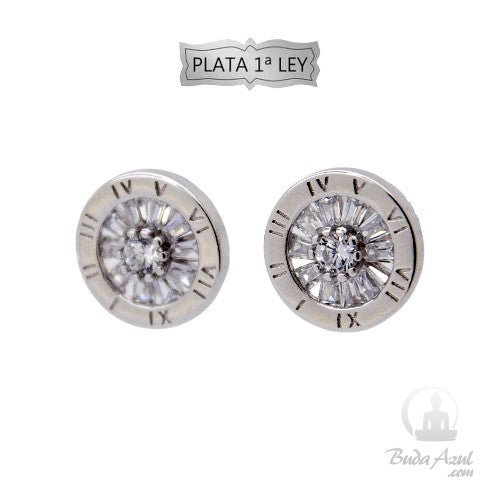 Pendientes Plata Ley Números Romanos REF. 790