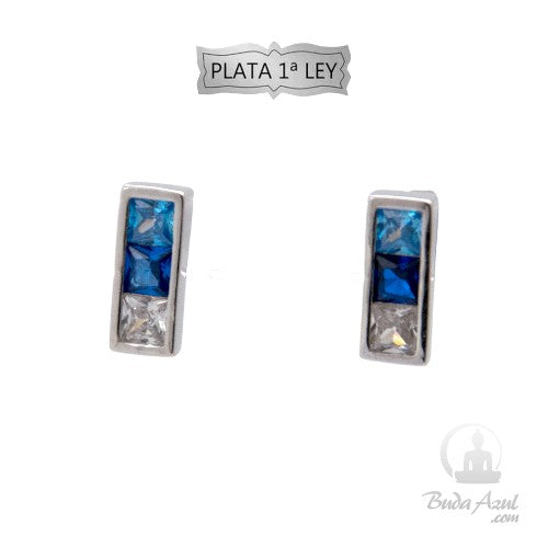 Pendientes Plata Ley Rectángulo Circonitas REF490