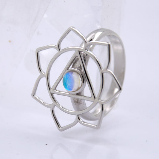 Anillo Plata de Ley Mandala Piedra Luna REF 690