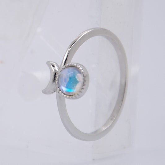 Anillo Plata deLey Circonitas y Piedra Luna REF690