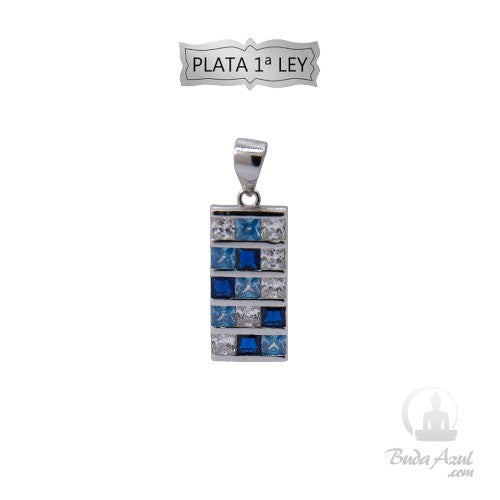 Colgante Plata Ley Placa Circonitas azul REF590