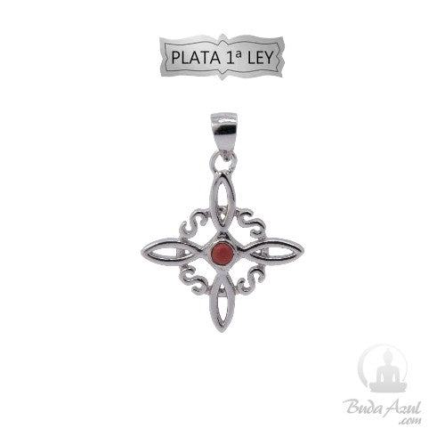 Colgante Plata de Ley Nudo de Bruja -P Roja REF490