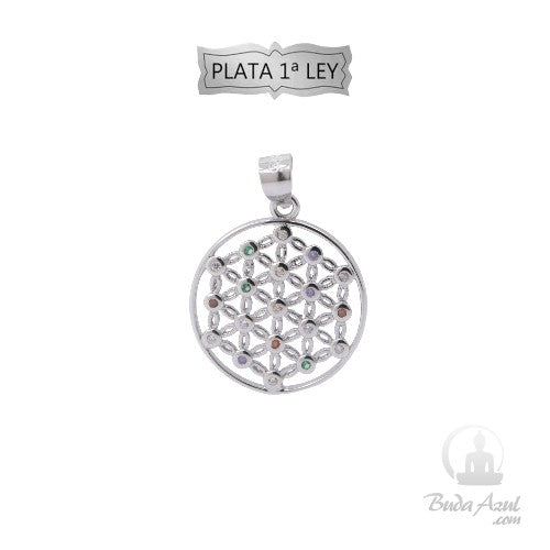 Colgante Plata Ley Flor dela Vida Circonita REF490
