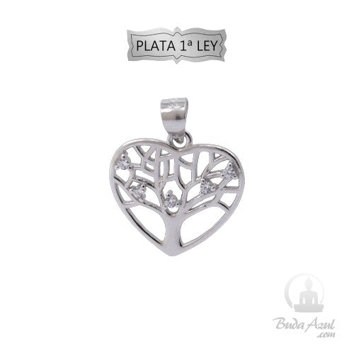 Colgante Plata Ley Corazón Árbol Circonitas REF490