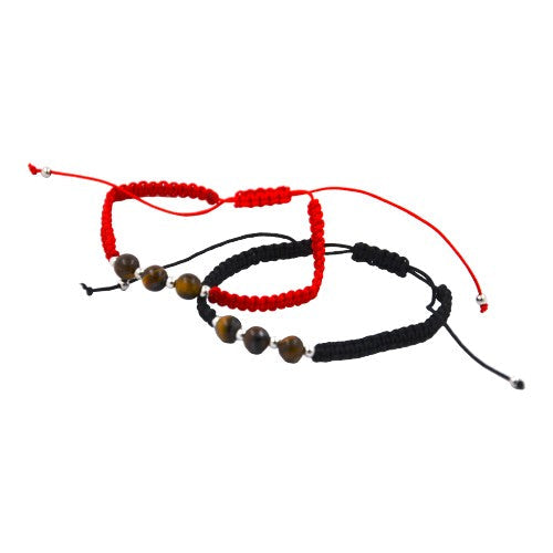 Pulsera Tejida Bola Ojo de Tigre Acero E5797-10