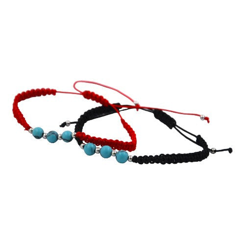 Pulsera Tejida Bola Turquesina Acero E5797-10