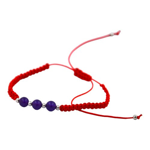 Pulsera Tejida Bola Lila Acero E5797-10