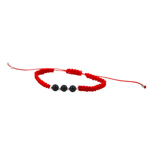 Pulsera Tejida Bola Negra Acero E5797-10