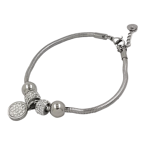 Pulsera Acero Plateado con Brillantes REF. 6