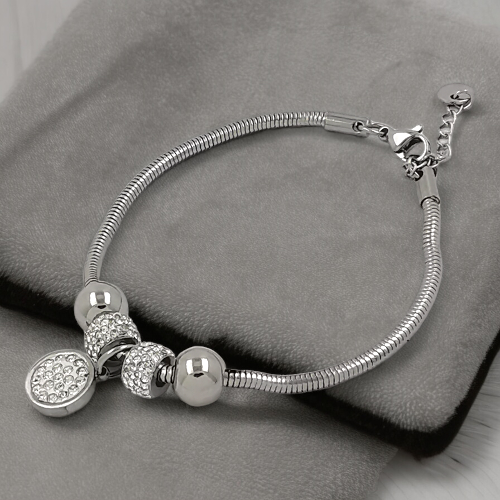 Pulsera Acero Plateado con Brillantes REF. 6