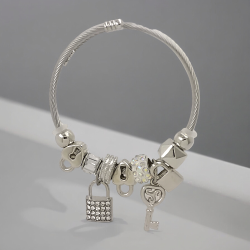 PULSERA AJUSTABLE CON DIJES ACERO MOD. 19 REF.-4