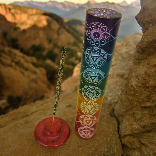 Torre incienso PIEDRA10,5" 7 chakras colores 9902A
