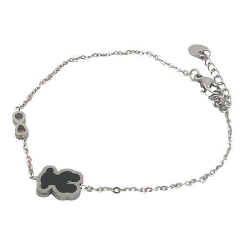 Pulsera Acero Plateado OSO NEGRO INFINITO REF 4