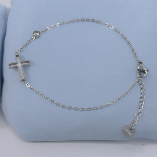 Pulsera Acero Plateado CRUZ REF 4