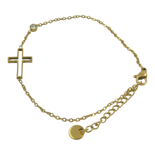Pulsera Acero Dorado CRUZ REF 4