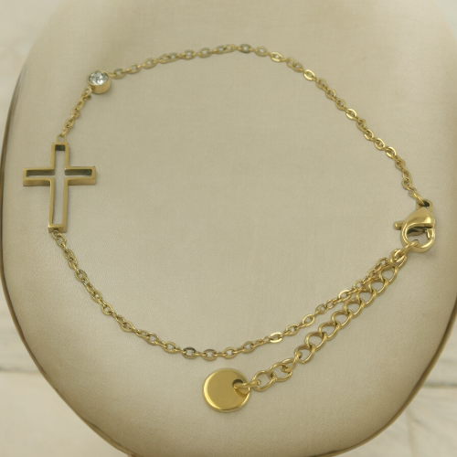 Pulsera Acero Dorado CRUZ REF 4
