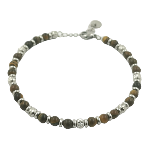Pulsera Acero Plateado mineral OJO DE TIGRE REF 4