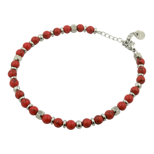 Pulsera Acero Plateado mineral CORAL REF 4