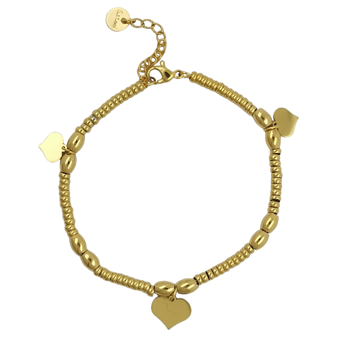 Pulsera Acero Dorado CORAZÓN LISO AROS REF 5