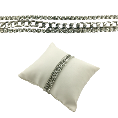 Pulsera Acero Plateado CADENA TRIPLE REF 5