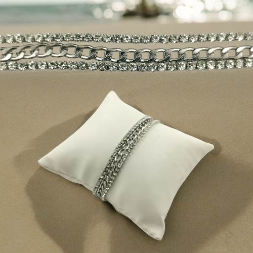 Pulsera Acero Plateado CADENA TRIPLE REF 5