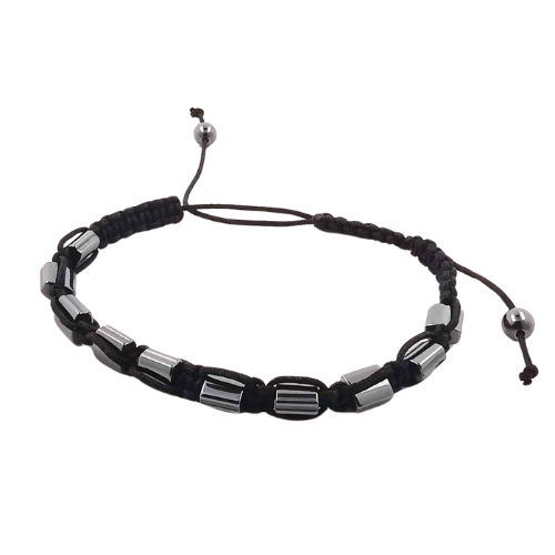 Pulsera Hilo Negro ajustable con Hematite Mod. 01