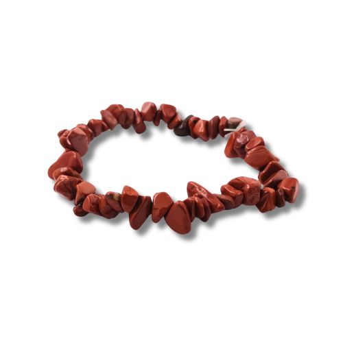 Pulsera Mineral Chip Jaspe Rojo