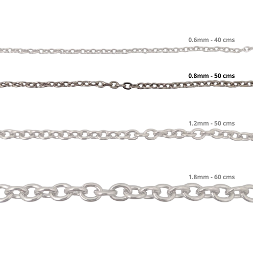 Cadena Acero inoxidable ROLO 0.8 - 50CM PLATEADO
