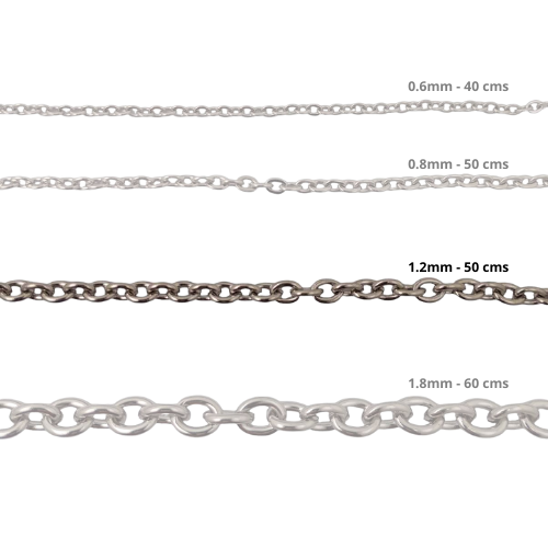 Cadena Acero inoxidable ROLO 1.2 - 50CM PLATEADO