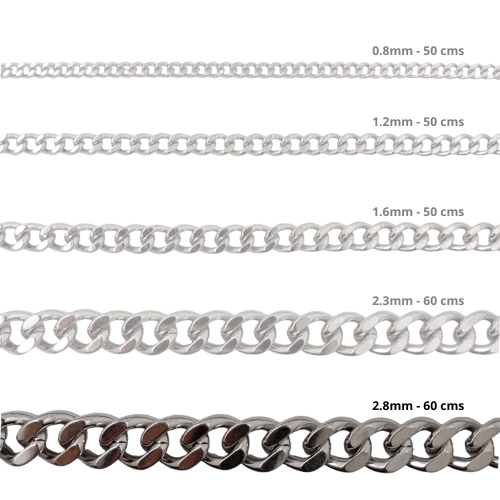 Cadena Acero inoxidable CUBANA 2.8 - 60CM PLATEADO
