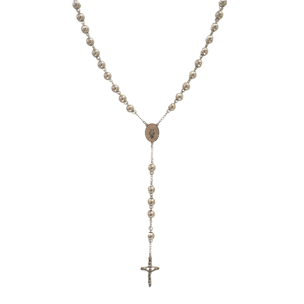 Colgante Acero Rosario VIRGEN 8mm - PLATEADO