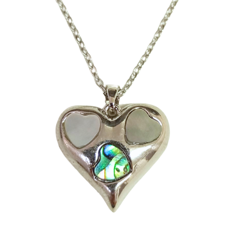 Colgante Acero plateado Corazón Nácar Mod. 02
