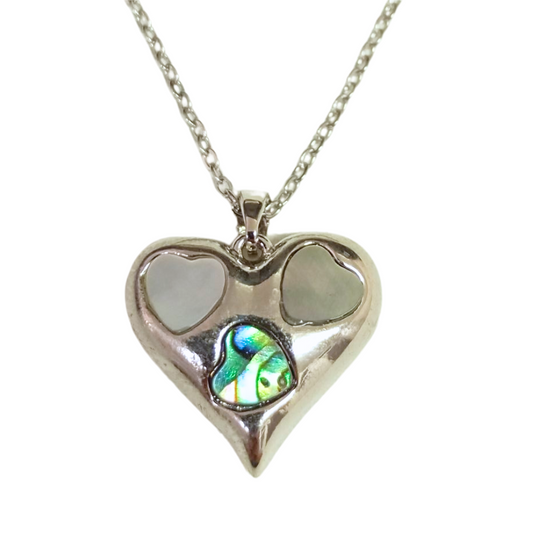 Colgante Acero plateado Corazón Nácar Mod. 02