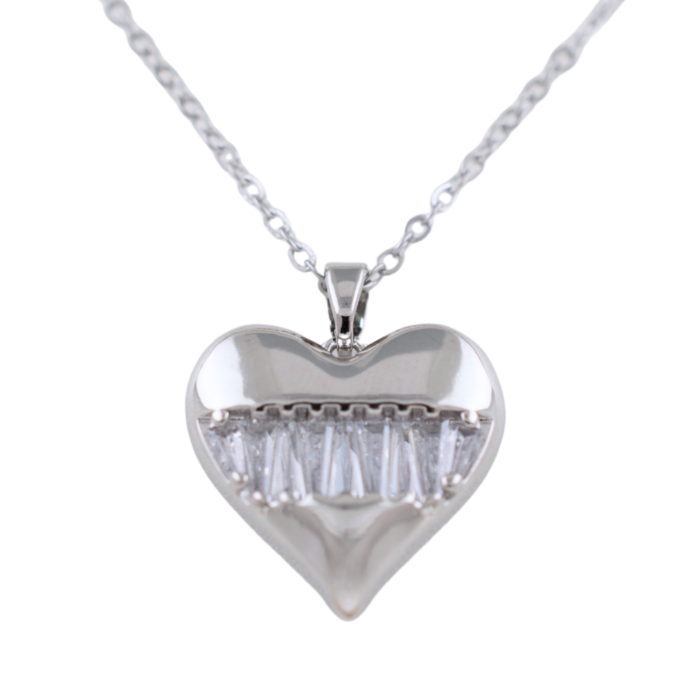 Colgante Acero plateado Corazón circonita Mod. 14