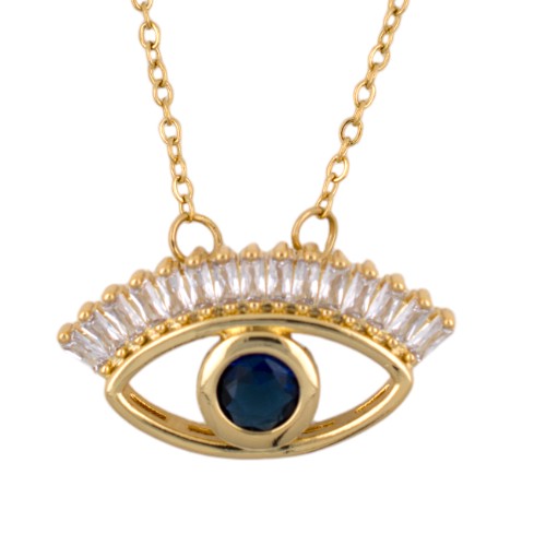 Colgante Acero Dorado Ojo Turco Circonitas Azul