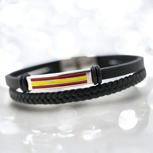 Pulsera acero polipiel Hombre Bandera España 61