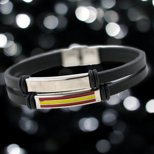 Pulsera acero polipiel Hombre Bandera España 62